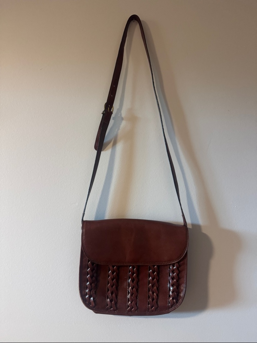 Etienne Aigner Brown Woven Leather Crossbody